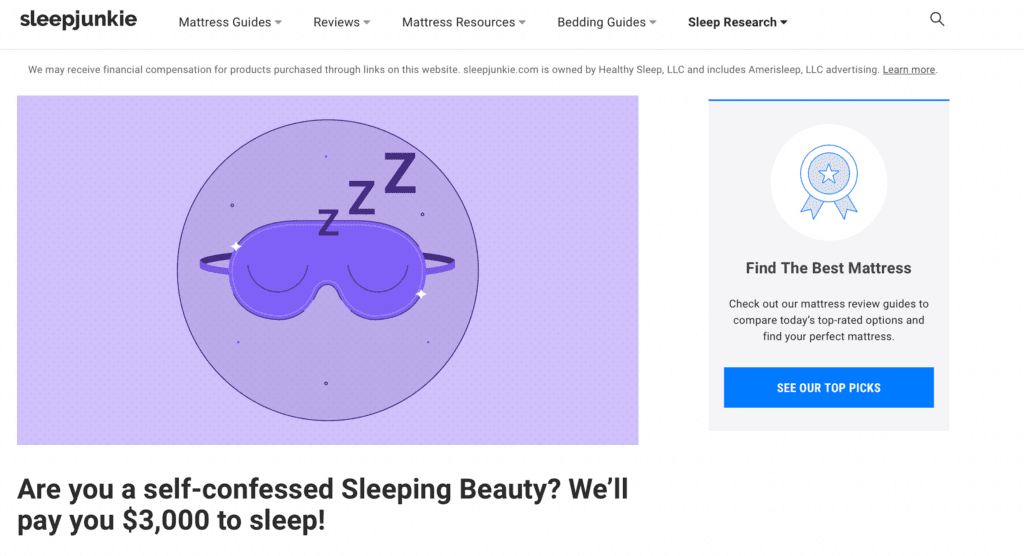 get paid to sleep with sleep junkie